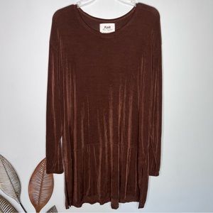 Flax Chocolate Brown Long Sleeve Travel Tunic J15‎